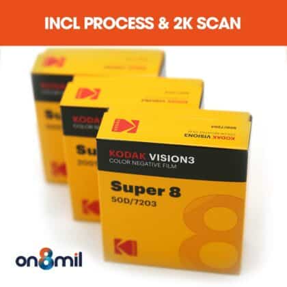 Kodak Vision3 colour negative film super 8 bundle on8mil