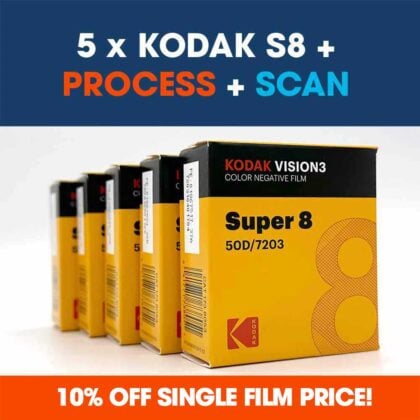 Kodak Vision3 super 8 film package x 5