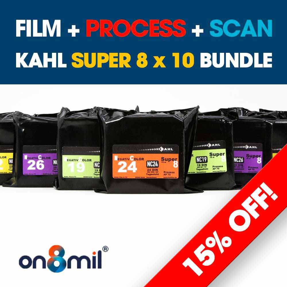 Kahl Super 8 colour negative 10 film, bundle including processing and 2K scan